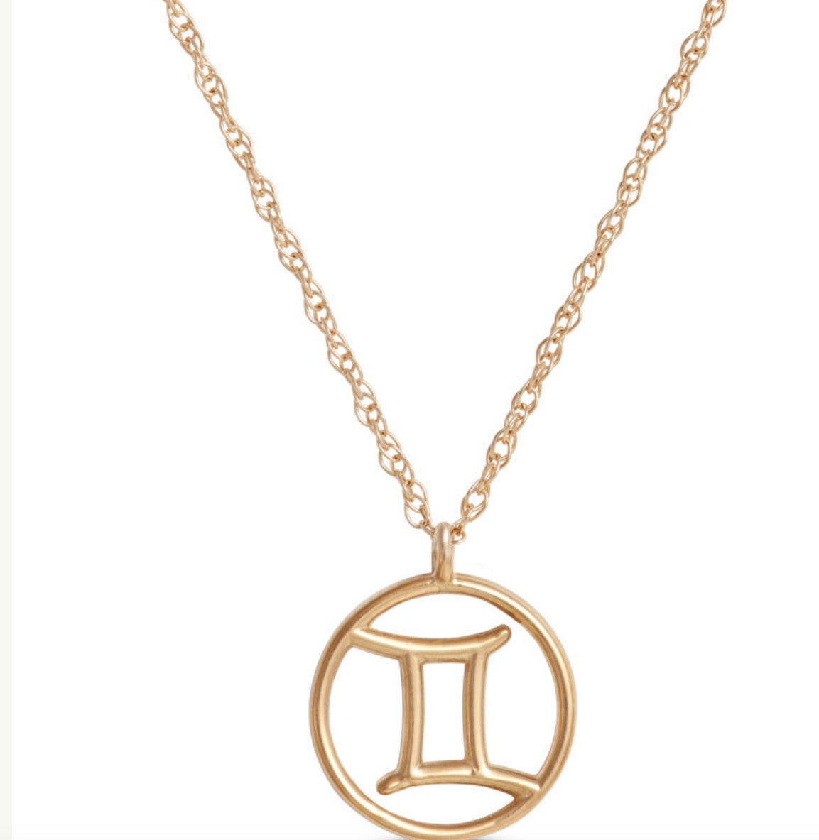 Gemini Zodiac Sign Pendant Necklace, 14K Yellow Gold